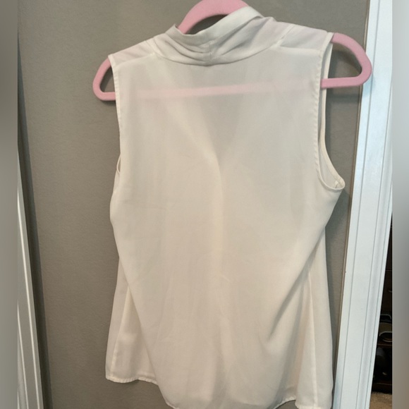Banana Republic Sheer Cream Sleeveless Blouse Size 6 - Picture 6 of 7